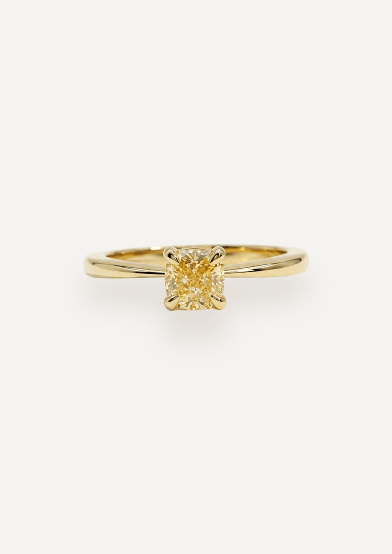The June Ring with Cushion Yellow Diamond