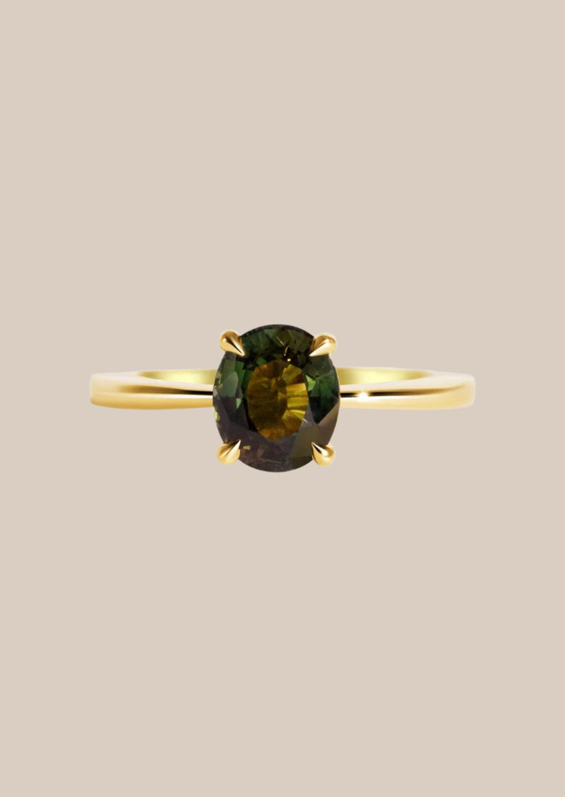 The June 18ct Yellow Gold Ring with 2.1ct Oval Cut Green Sapphire