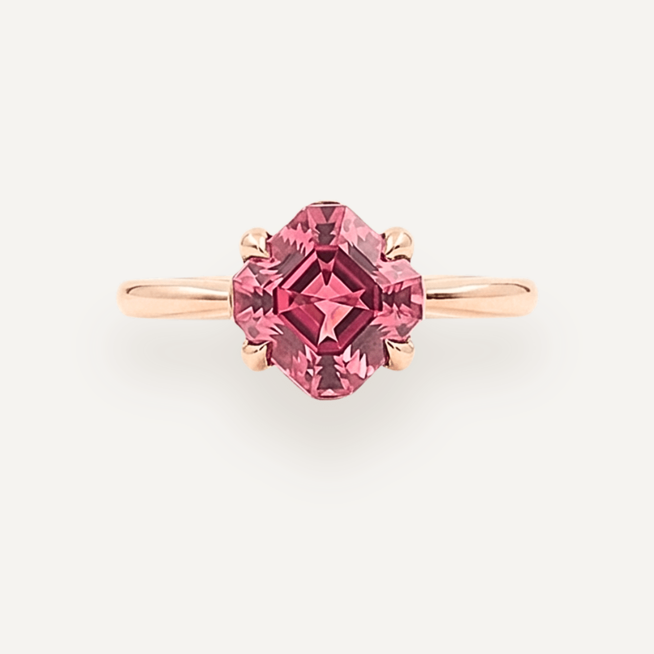 The June Ring with 2.5ct Asscher Cut Cherry Tourmaline - Molten Store