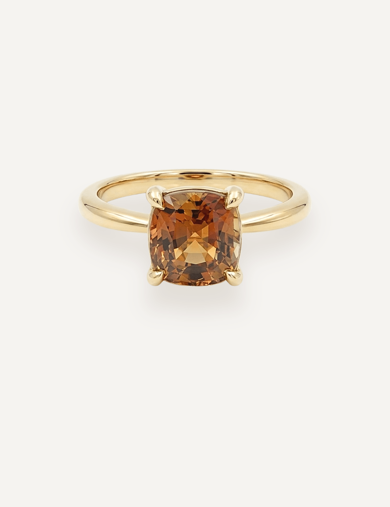 The June Ring with 3.65ct Cushion Cut Orange Tourmaline - Molten Store