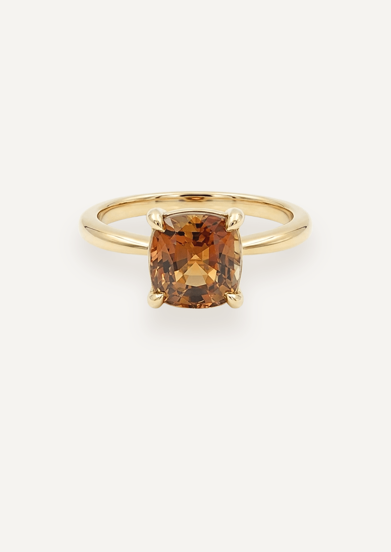 The June Ring with 3.65ct Cushion Cut Orange Tourmaline - Molten Store