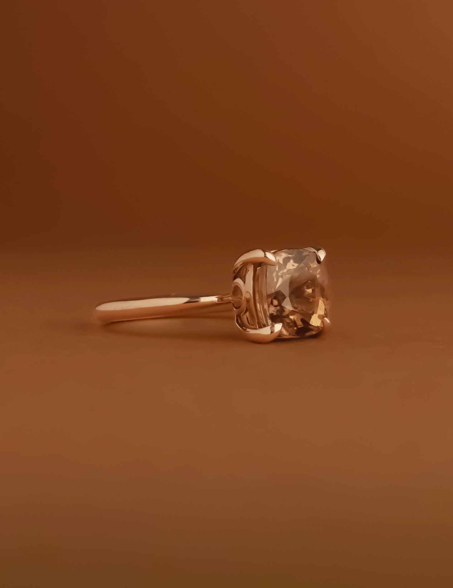 The June Ring with 3.65ct Cushion Cut Orange Tourmaline - Molten Store