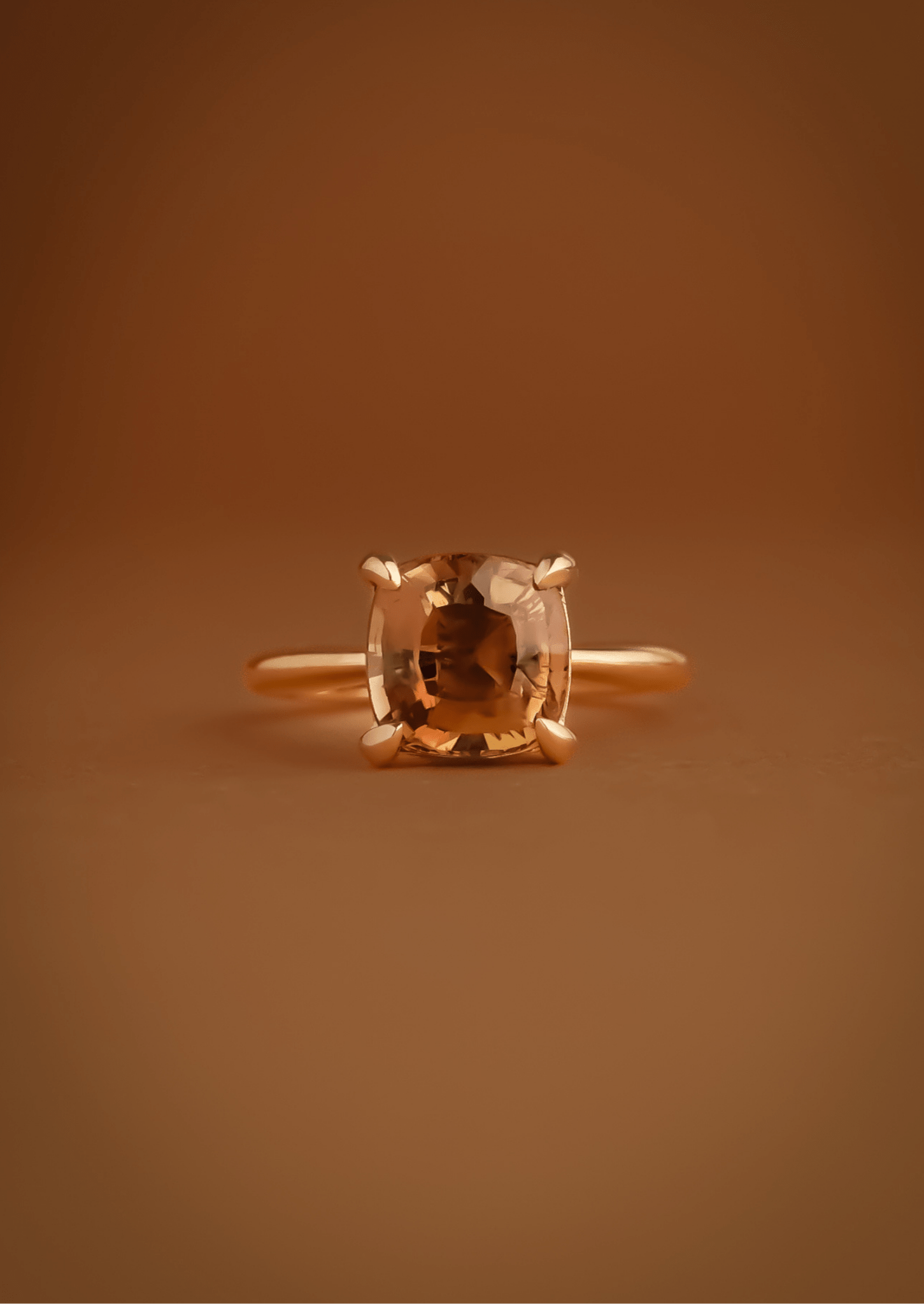 The June Ring with 3.65ct Cushion Cut Orange Tourmaline - Molten Store