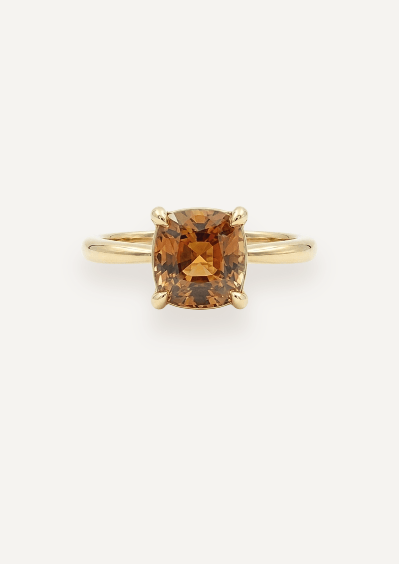The June Ring with 3.65ct Cushion Cut Orange Tourmaline