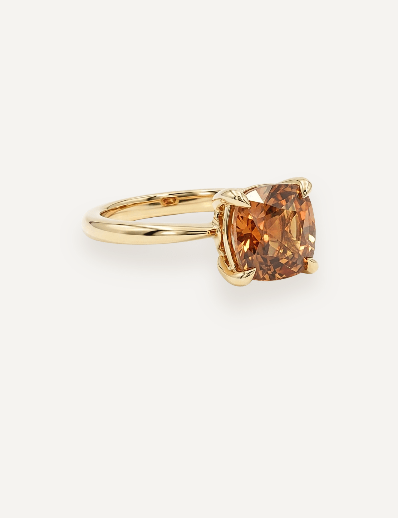 The June Ring with 3.65ct Cushion Cut Orange Tourmaline - Molten Store
