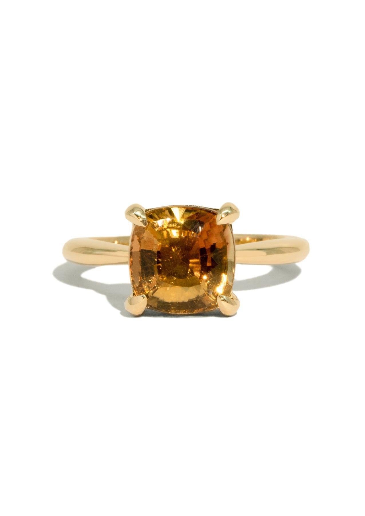 The June 9ct Yellow Gold Ring with Cushion Cut Orange