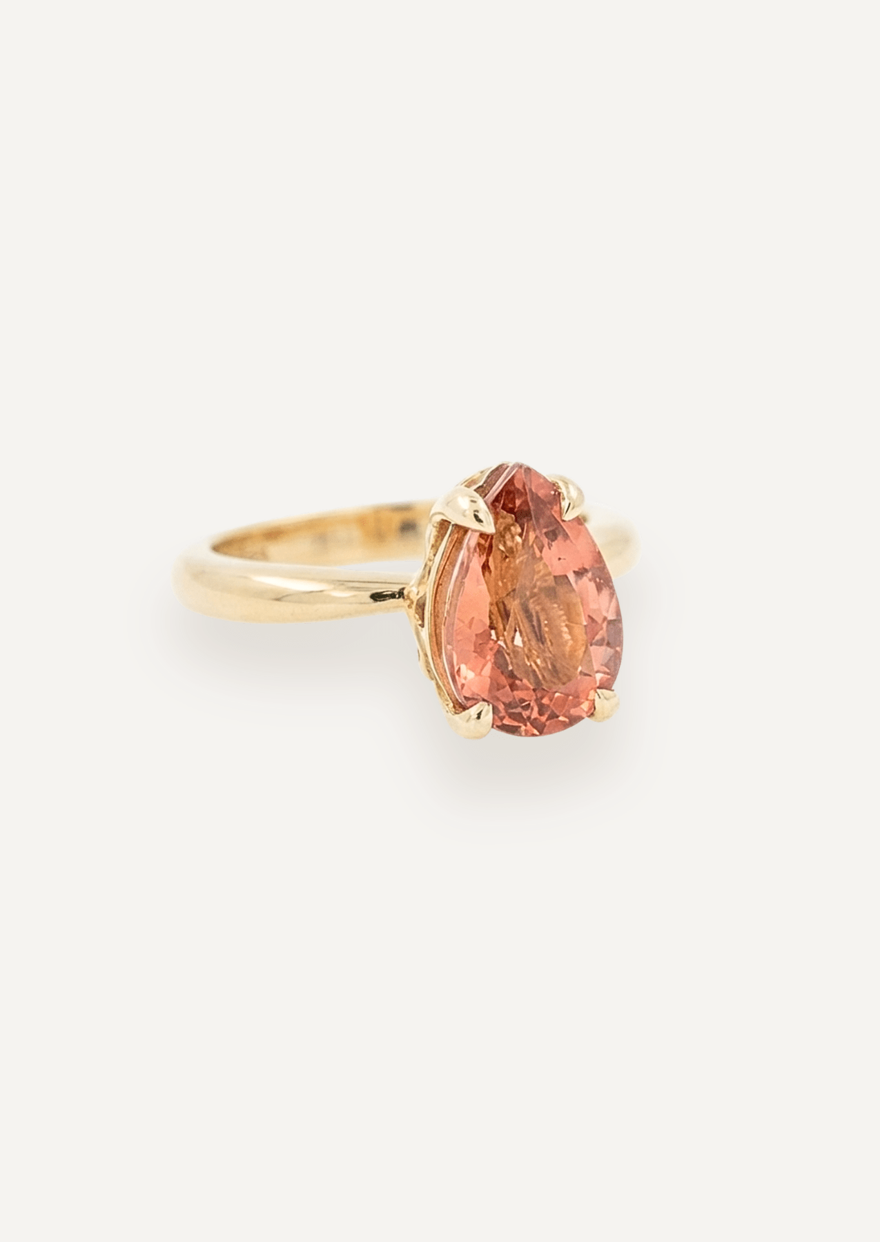 The June Ring with 4.2ct Pear Cut Peach Tourmaline - Molten Store