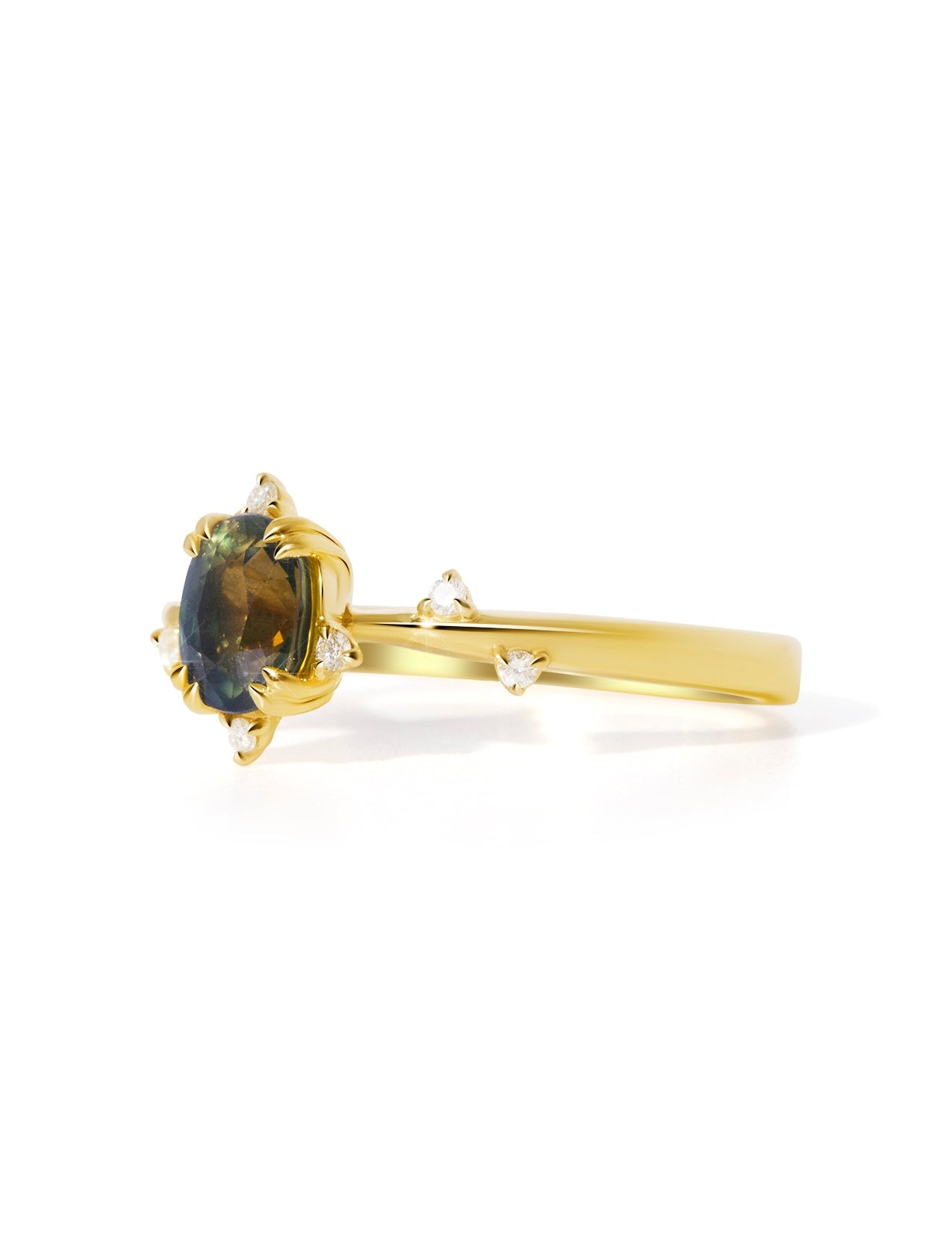 The Juniper 18ct Yellow Gold Ring with 1.20ct Oval Cut Parti Sapphire - Molten Store