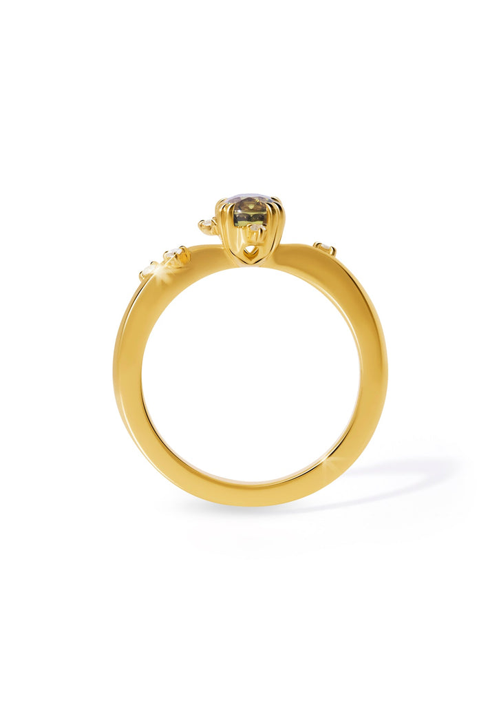The Juniper 18ct Yellow Gold Ring with 1.20ct Oval Cut Parti Sapphire - Molten Store