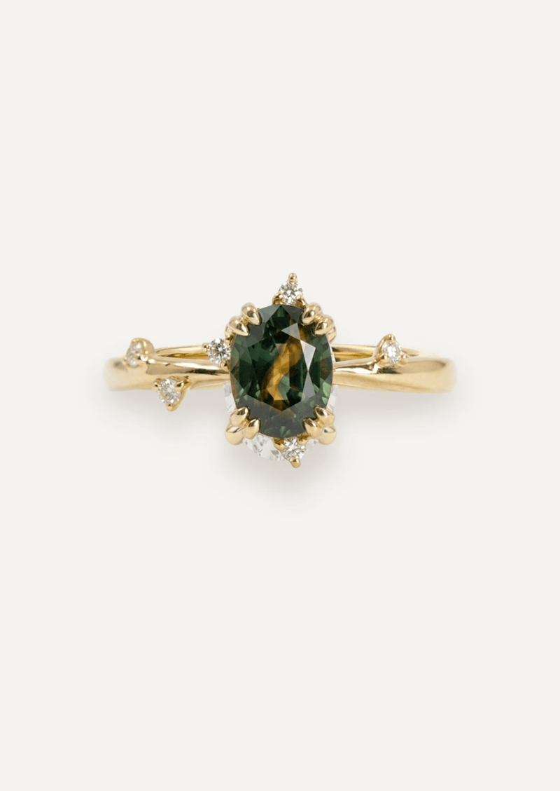The Juniper Ring with Oval Cut Parti Sapphire