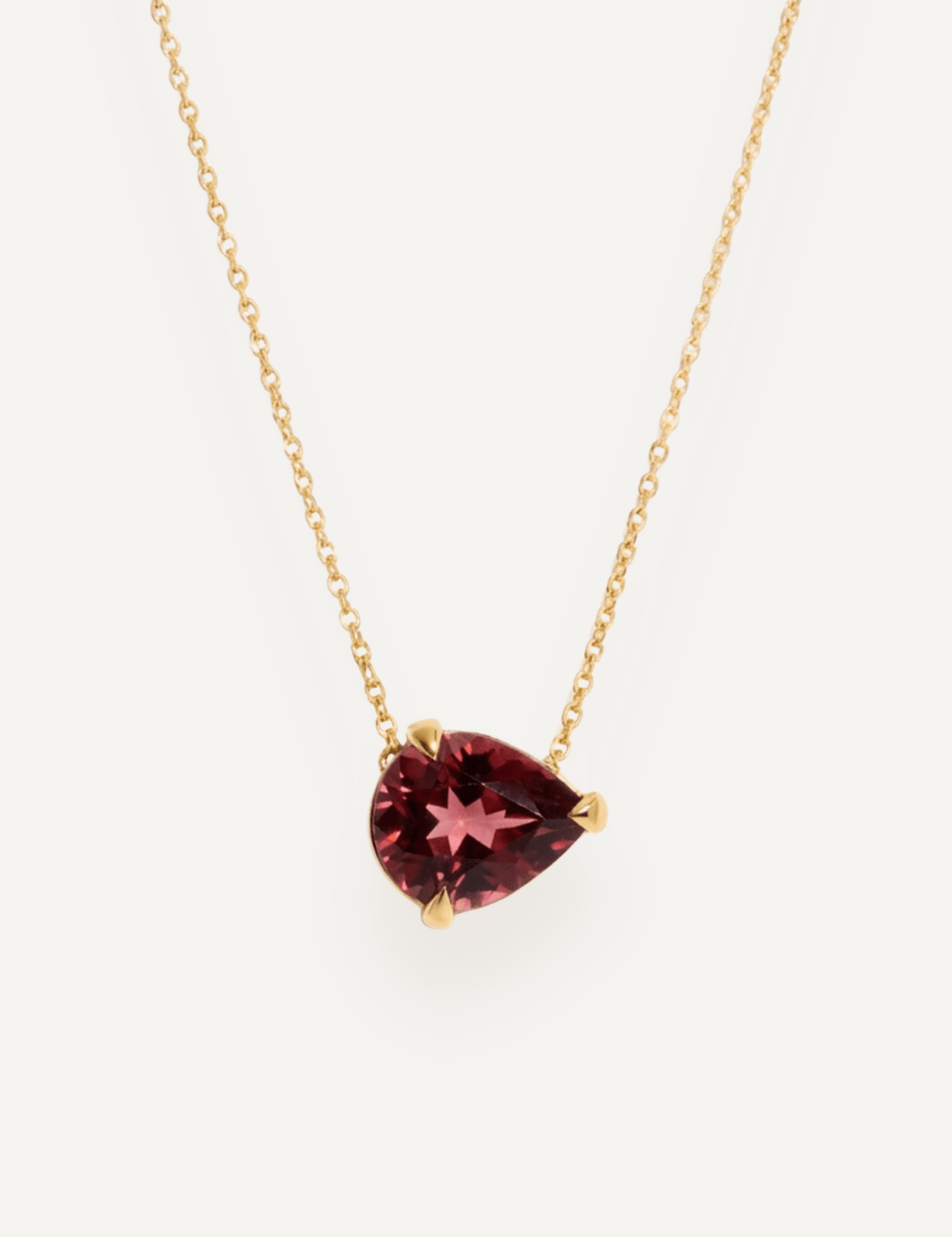 The Lena 9ct Yellow Gold Necklace with 5.33ct Pear Cut Magenta Tourmaline - Molten Store