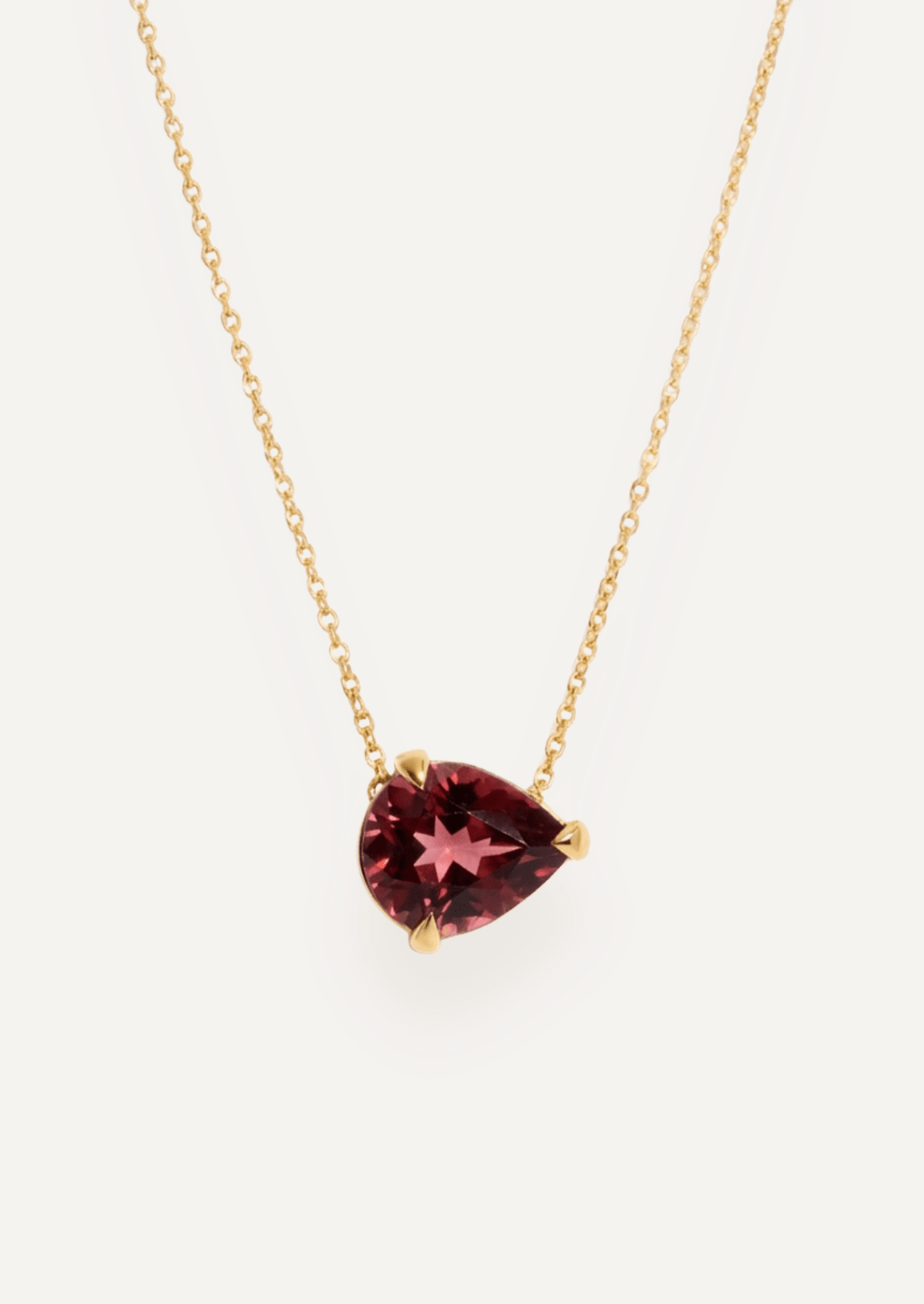 The Lena 9ct Yellow Gold Necklace with 5.33ct Pear Cut Magenta Tourmaline - Molten Store