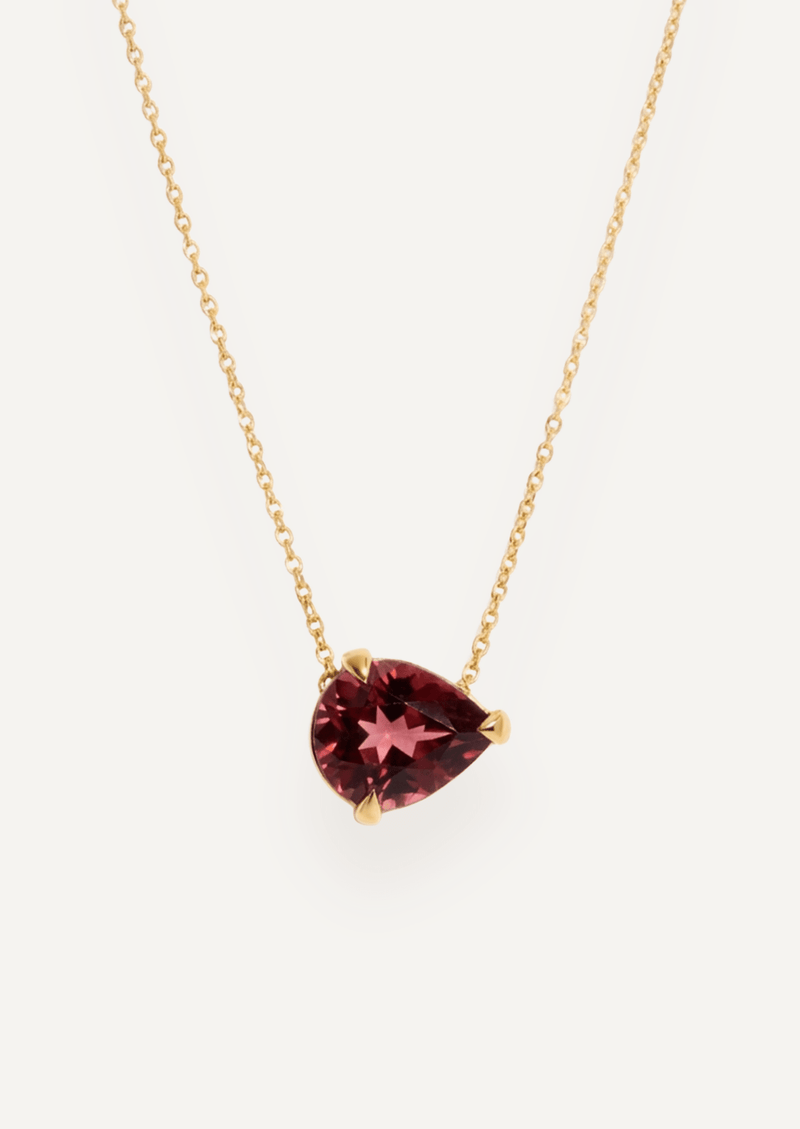 The Lena 9ct Yellow Gold Necklace with 5.33ct Pear Cut Magenta Tourmaline