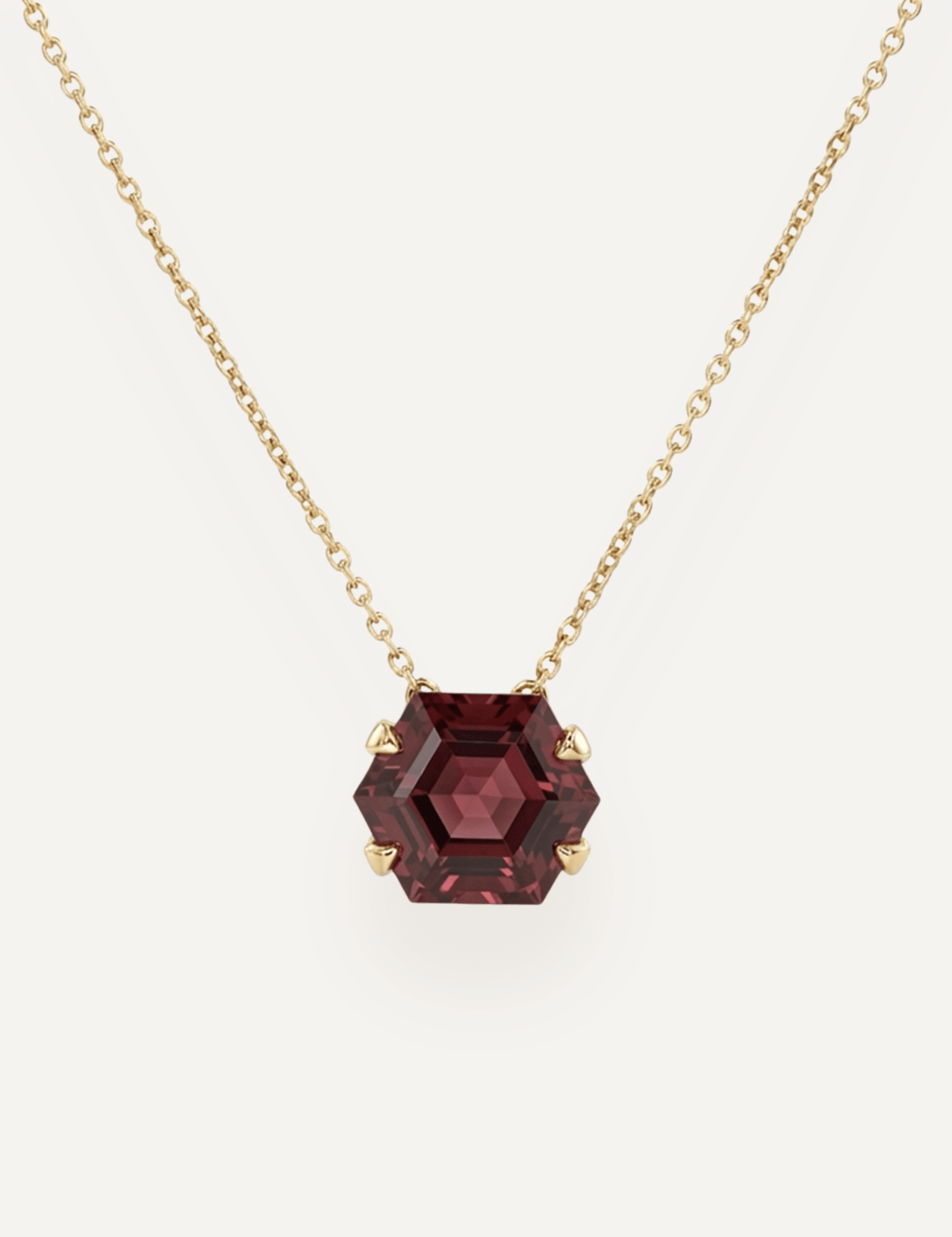 The Lexie 9ct Yellow Gold Necklace with 4.41ct Hexagon Cut Cherry Tourmaline - Molten Store