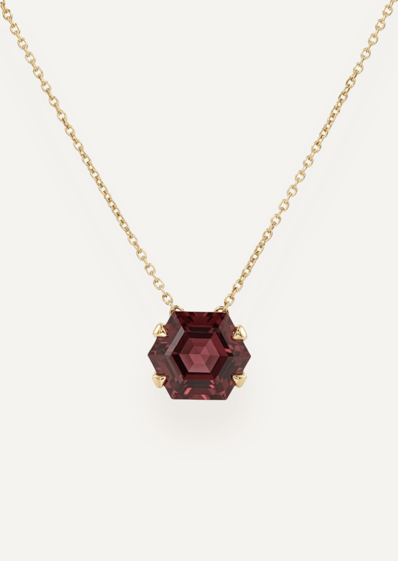 The Lexie 9ct Yellow Gold Necklace with 4.41ct Hexagon Cut Cherry Tourmaline - Molten Store