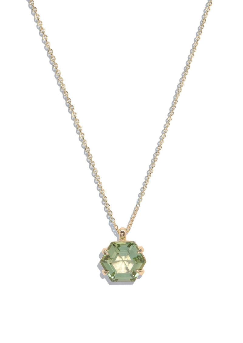The Loretta 9ct Yellow Gold Necklace with 4.4ct Hexagon Cut Green Tourmaline