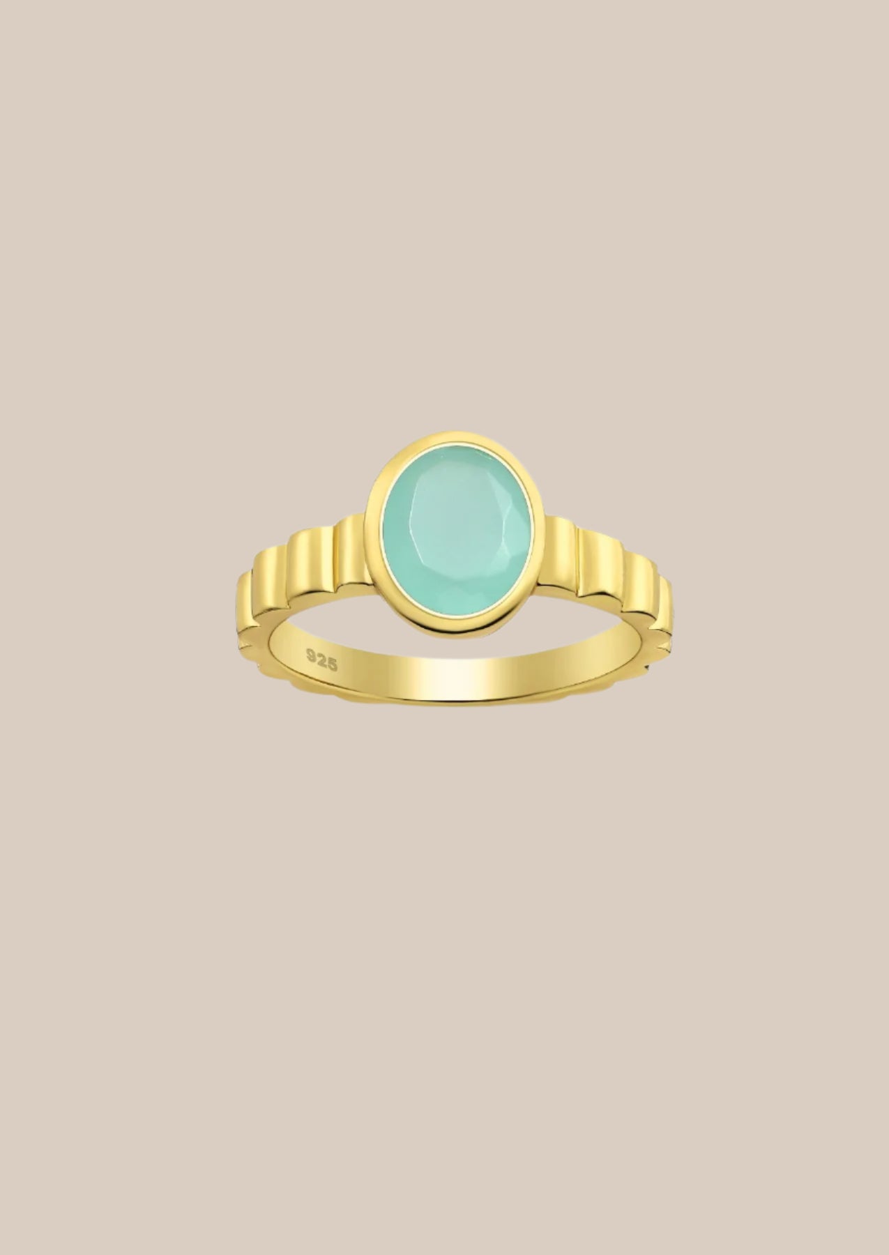The Luce Chalcedony 18ct Gold Vermeil Ring - Molten Store