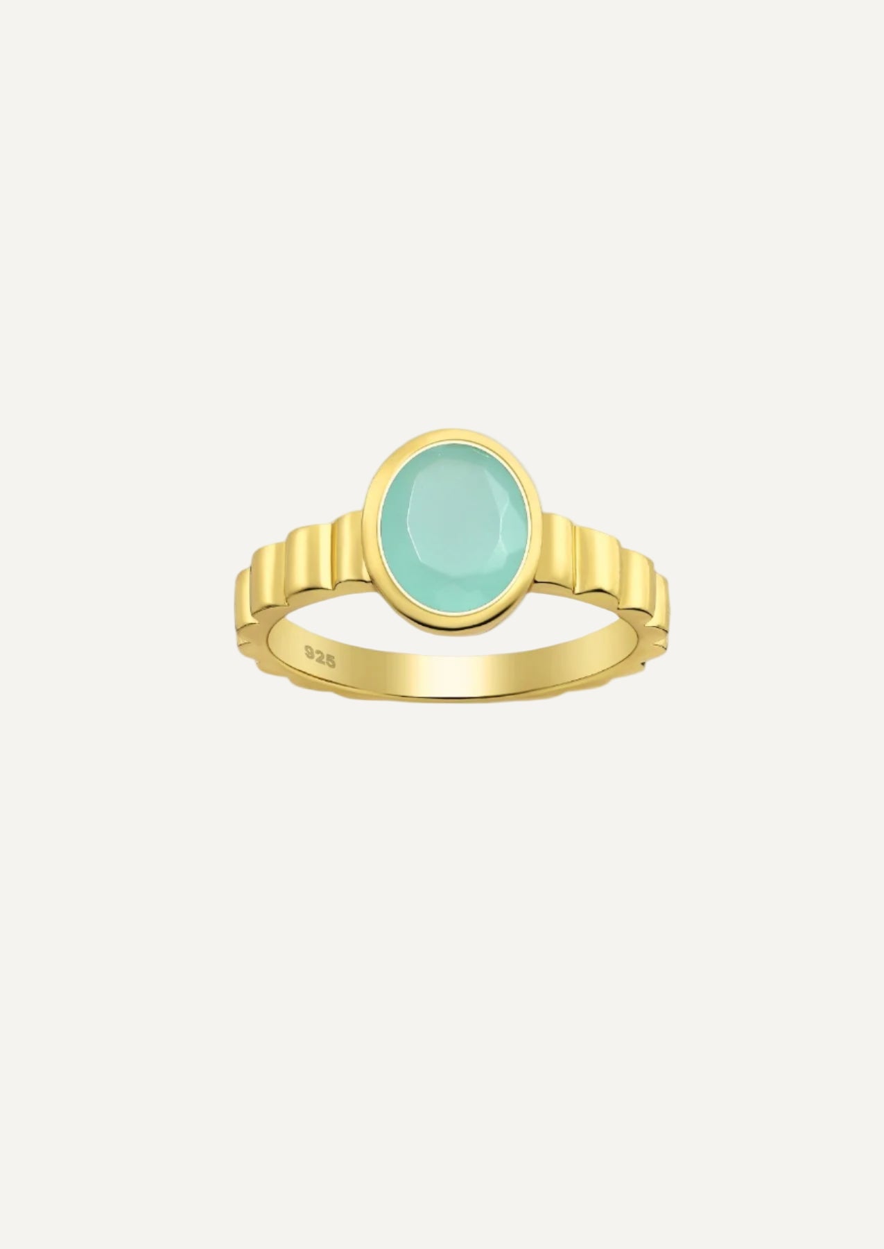 The Luce Chalcedony 18ct Gold Vermeil Ring - Molten Store