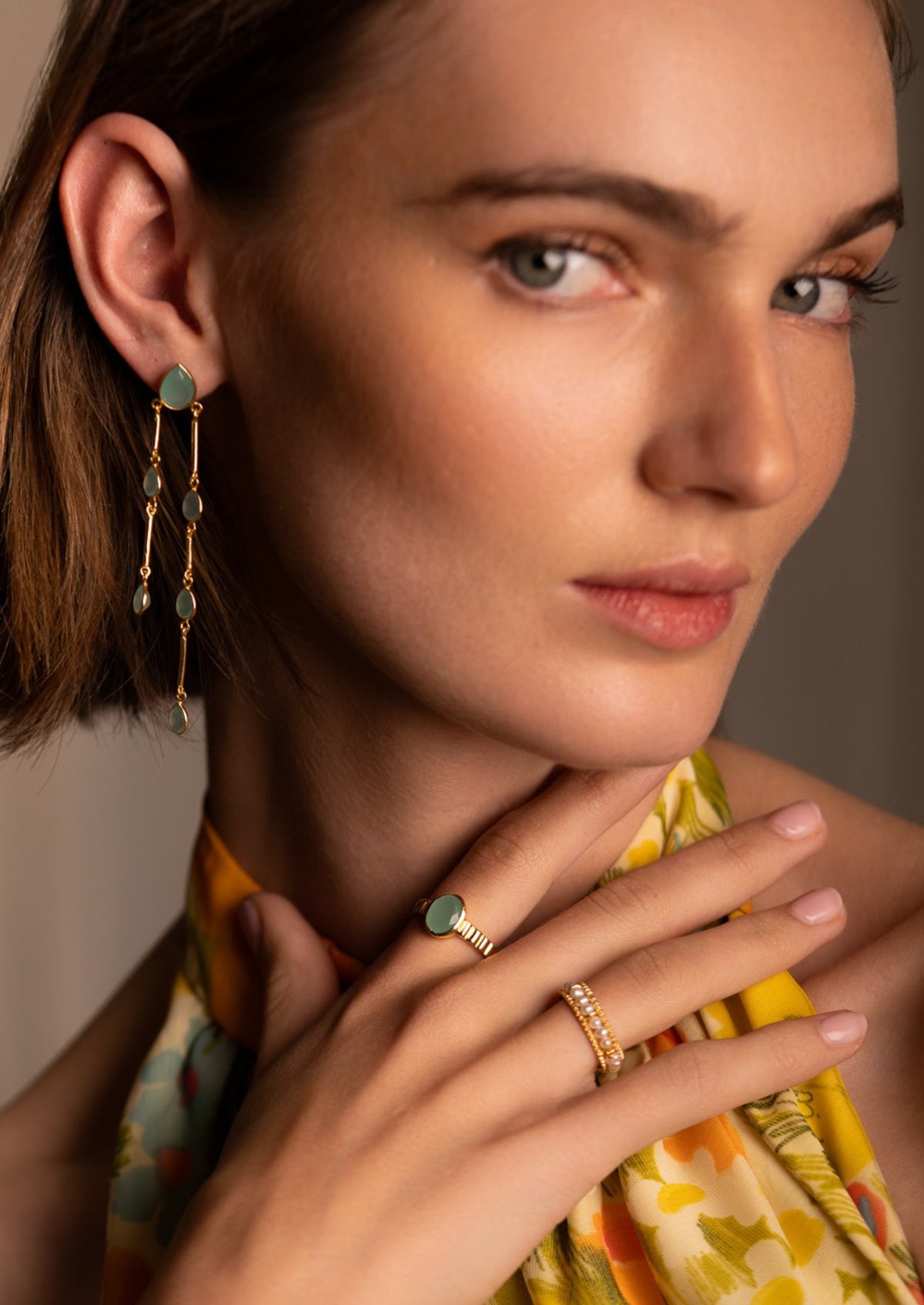 The Luce Chalcedony 18ct Gold Vermeil Ring - Molten Store