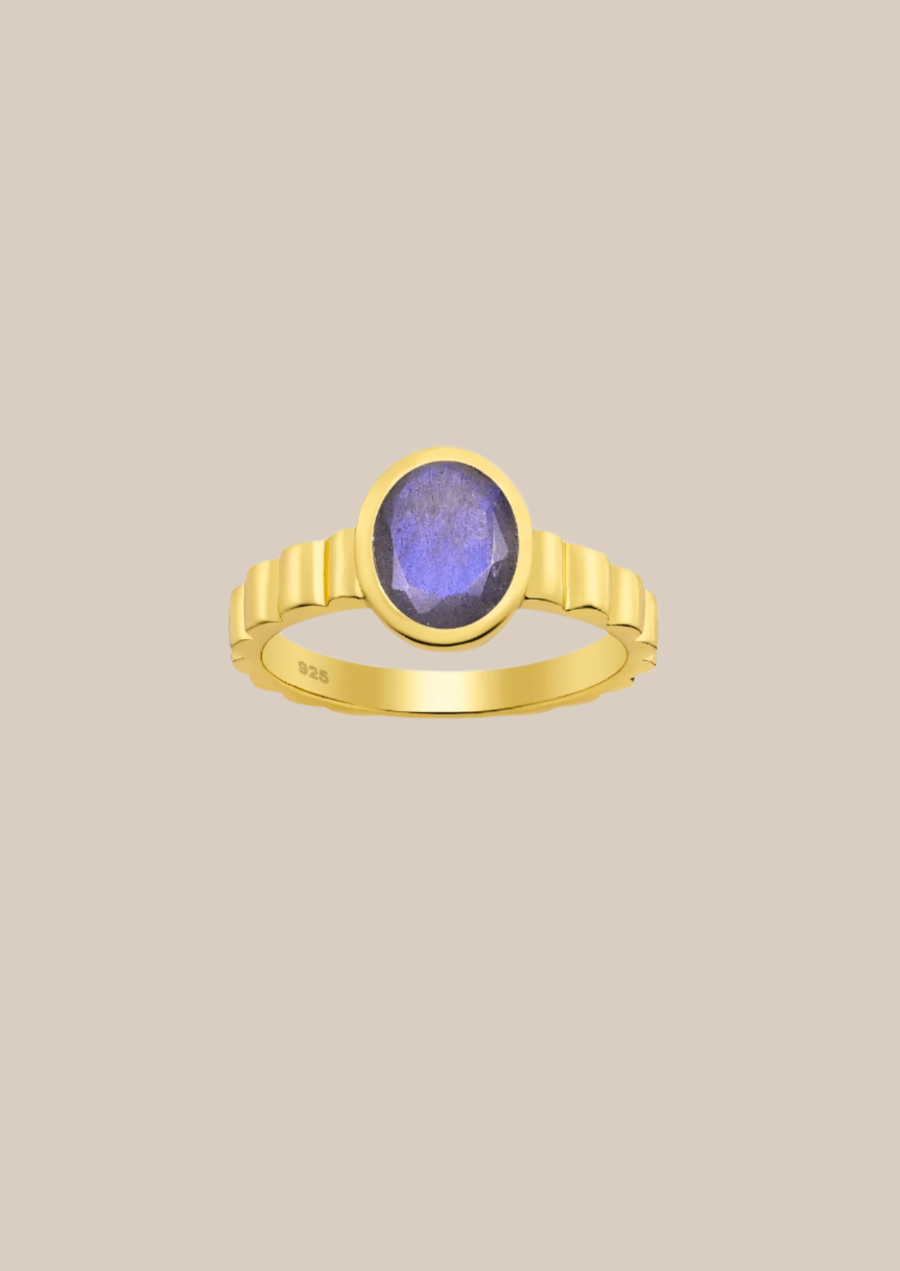 The Luce Labradorite 18ct Gold Vermeil Ring - Molten Store