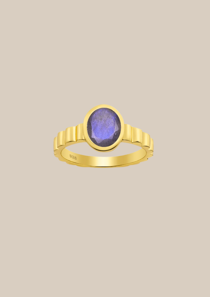 The Luce Labradorite 18ct Gold Vermeil Ring - Molten Store