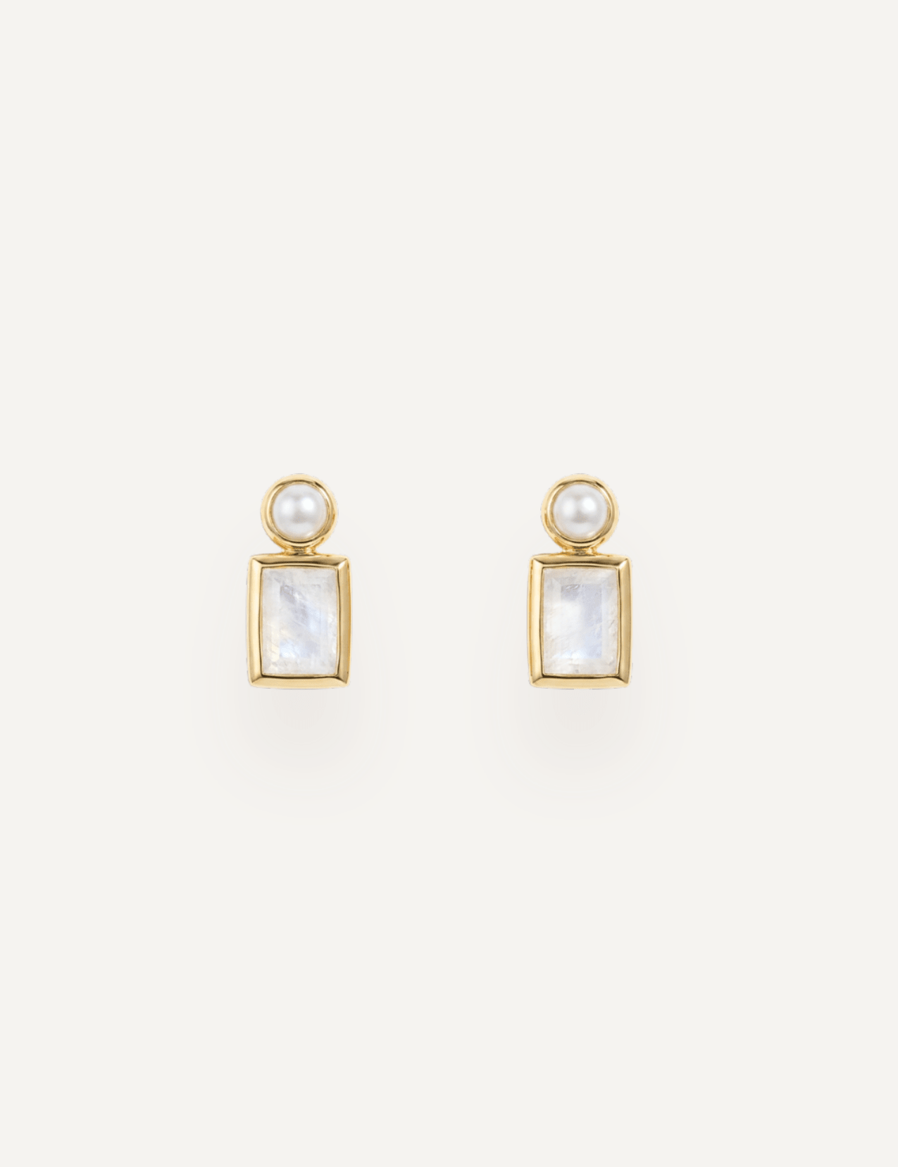 The Lucetta Two Stone Stud Earrings in Pearl - Molten Store