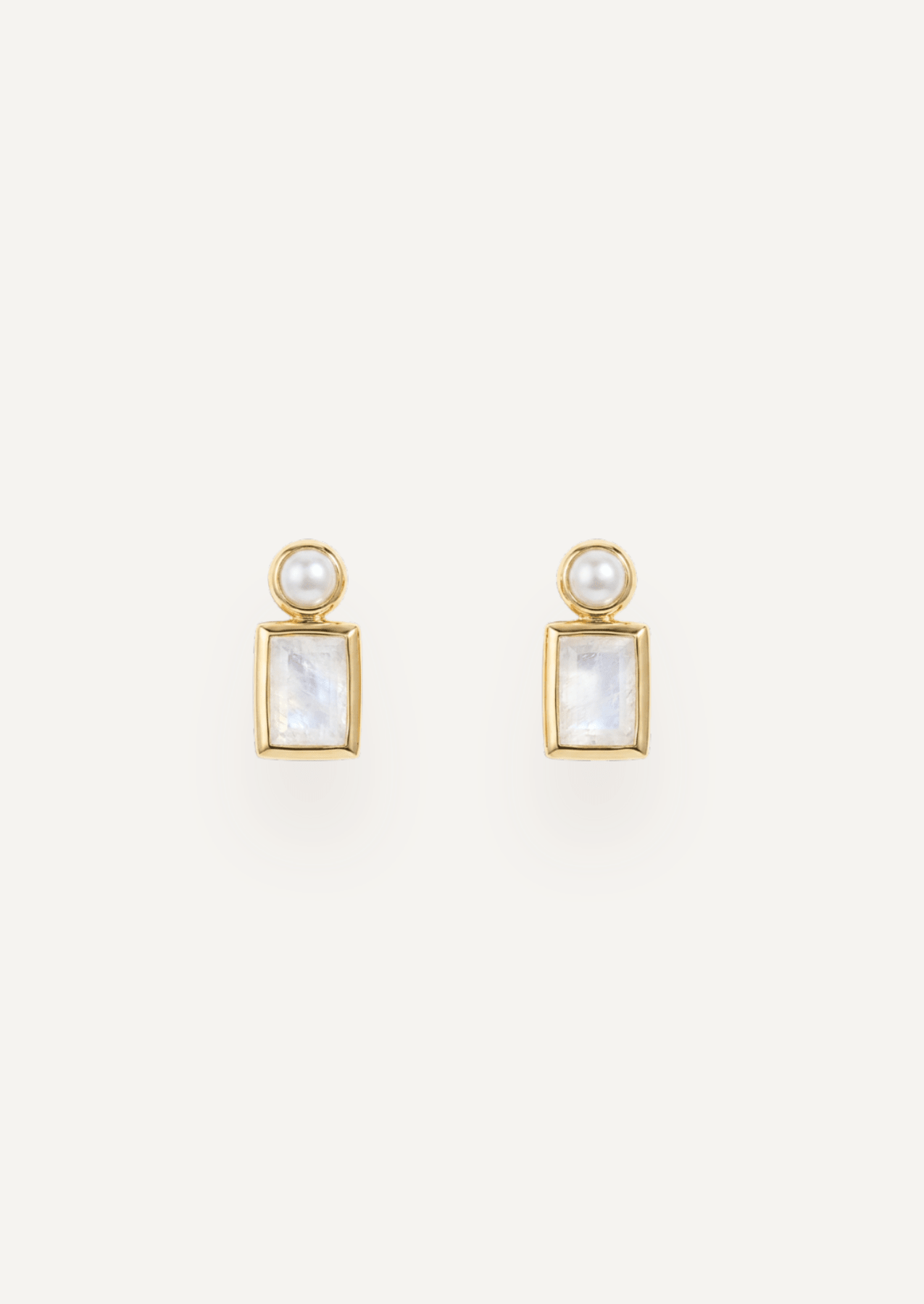 The Lucetta Two Stone Stud Earrings in Pearl - Molten Store