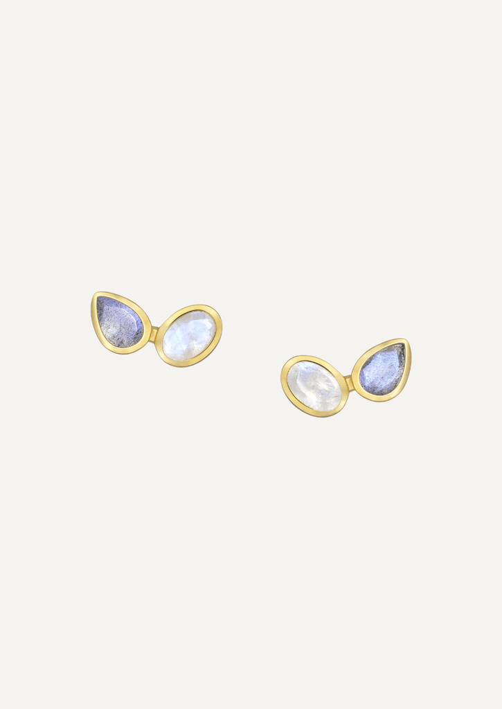 The Lunara Earrings with Moonstone and Labradorite - Molten Store