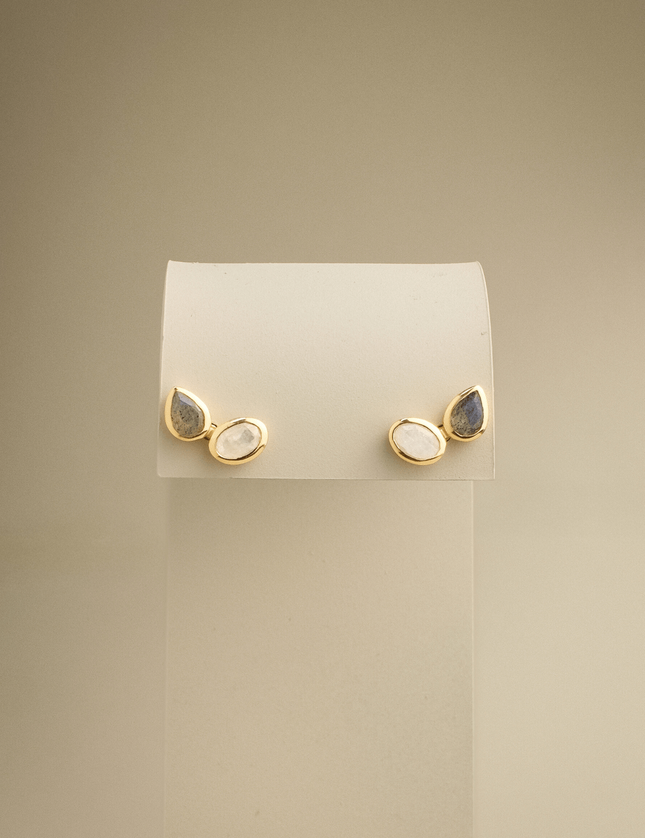 The Lunara Earrings with Moonstone and Labradorite - Molten Store
