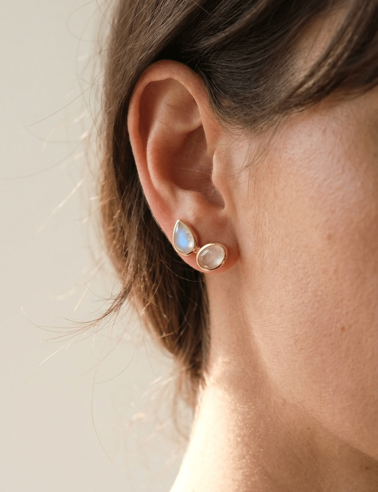 The Lunara Earrings with Rose Quartz and Moonstone - Molten Store