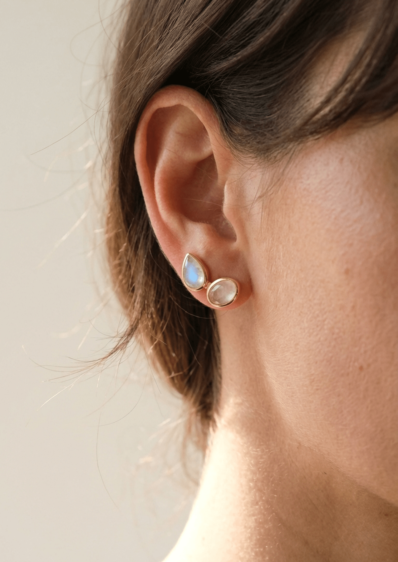 The Lunara Earrings with Rose Quartz and Moonstone - Molten Store