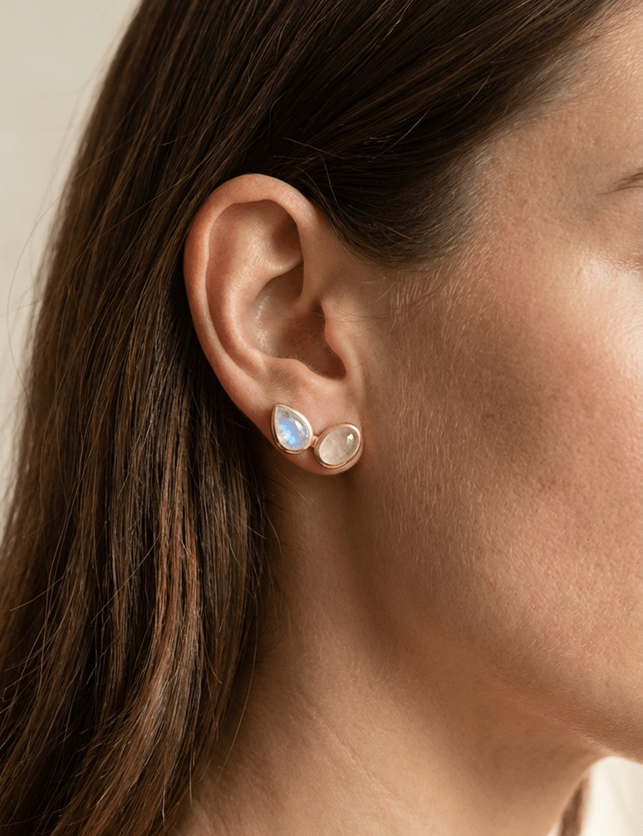 The Lunara Earrings with Rose Quartz and Moonstone - Molten Store