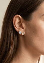 The Lunara Earrings with Rose Quartz and Moonstone - Molten Store