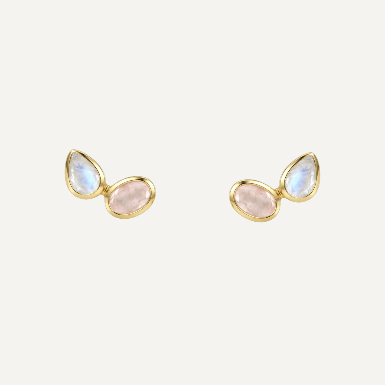 The Lunara Earrings with Rose Quartz and Moonstone - Molten Store