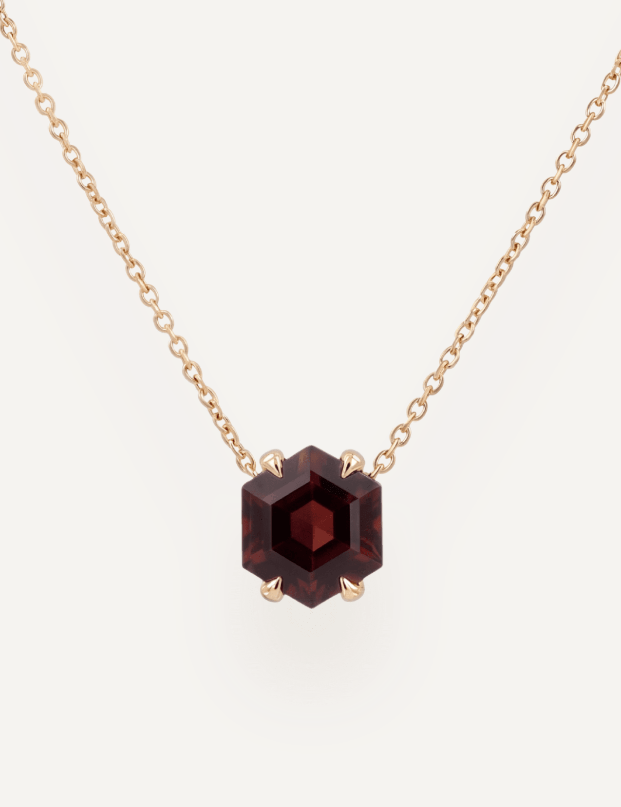 The Margot 9ct Yellow Gold Necklace with 2.68ct Hexagon Cut Cherry Tourmaline - Molten Store
