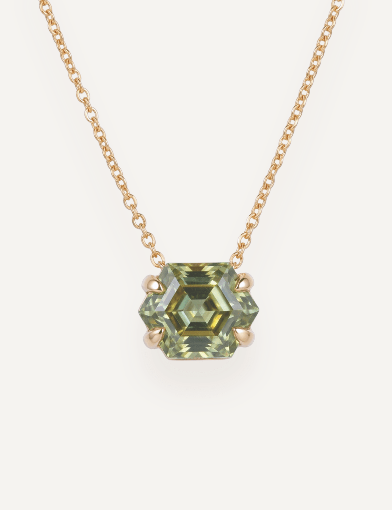 The Margot 9ct Yellow Gold Necklace with 3.03ct Hexagon Cut Green Tourmaline - Molten Store
