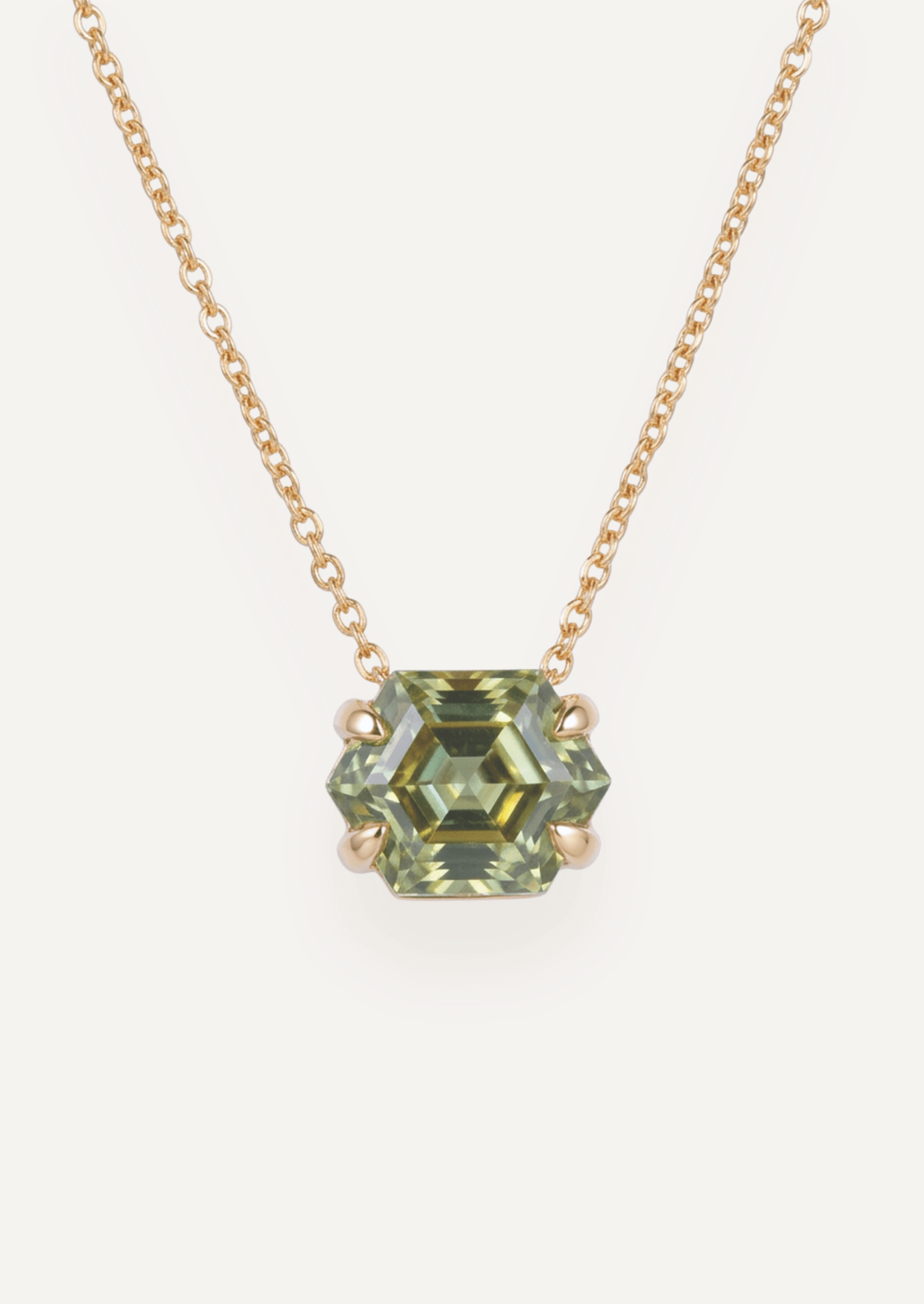 The Margot 9ct Yellow Gold Necklace with 3.03ct Hexagon Cut Green Tourmaline - Molten Store