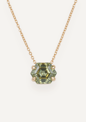 The Margot 9ct Yellow Gold Necklace with 3.03ct Hexagon Cut Green Tourmaline - Molten Store