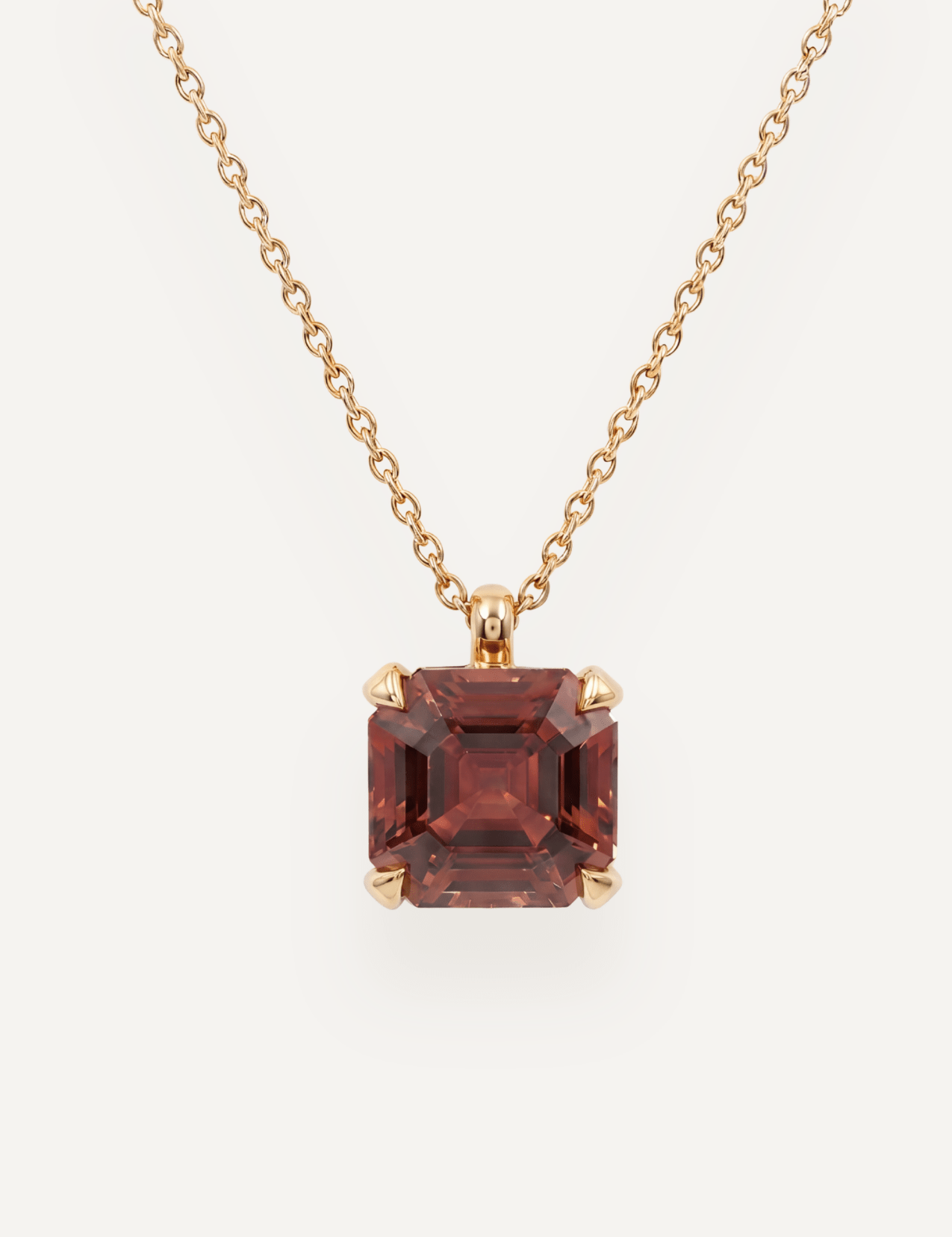 The Margot 9ct Yellow Gold Necklace with 3.71ct Asscher Cut Orange Tourmaline - Molten Store