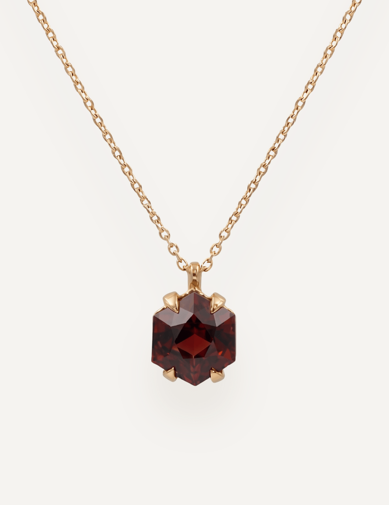 The Margot 9ct Yellow Gold Necklace with 6.93ct Hexagon Cut Cherry Tourmaline - Molten Store
