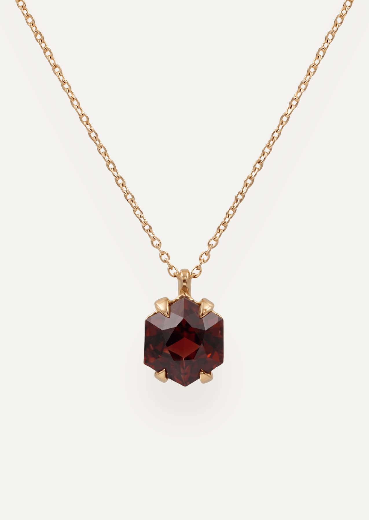 The Margot 9ct Yellow Gold Necklace with 6.93ct Hexagon Cut Cherry Tourmaline - Molten Store