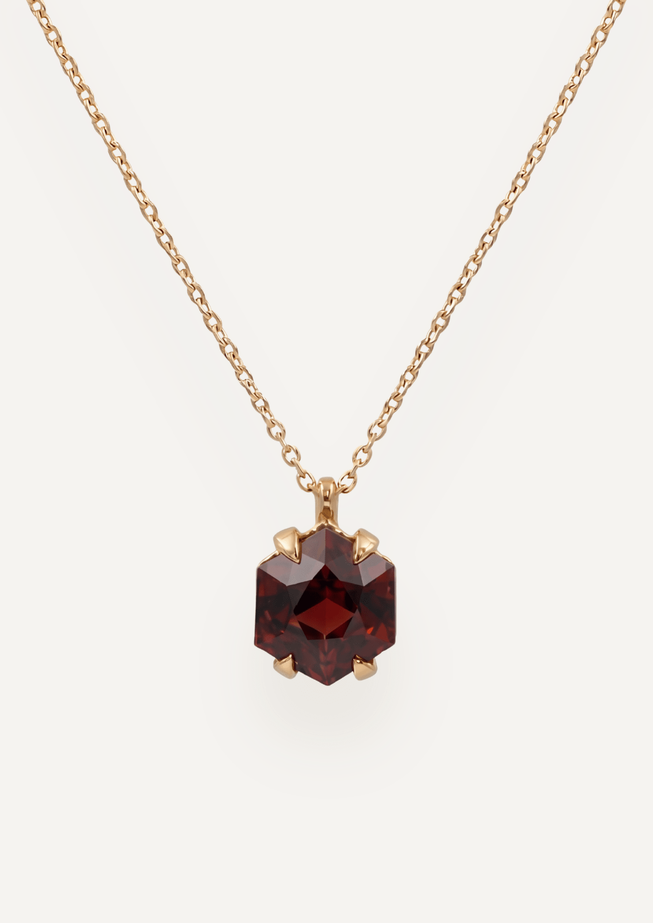 The Margot 9ct Yellow Gold Necklace with 6.93ct Hexagon Cut Cherry Tourmaline - Molten Store