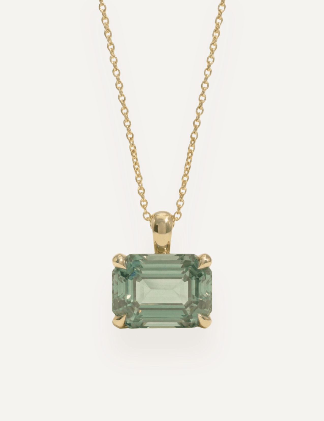 The Milly 9ct Yellow Gold Necklace with 5.6ct Emerald Cut Mint Tourmaline - Molten Store