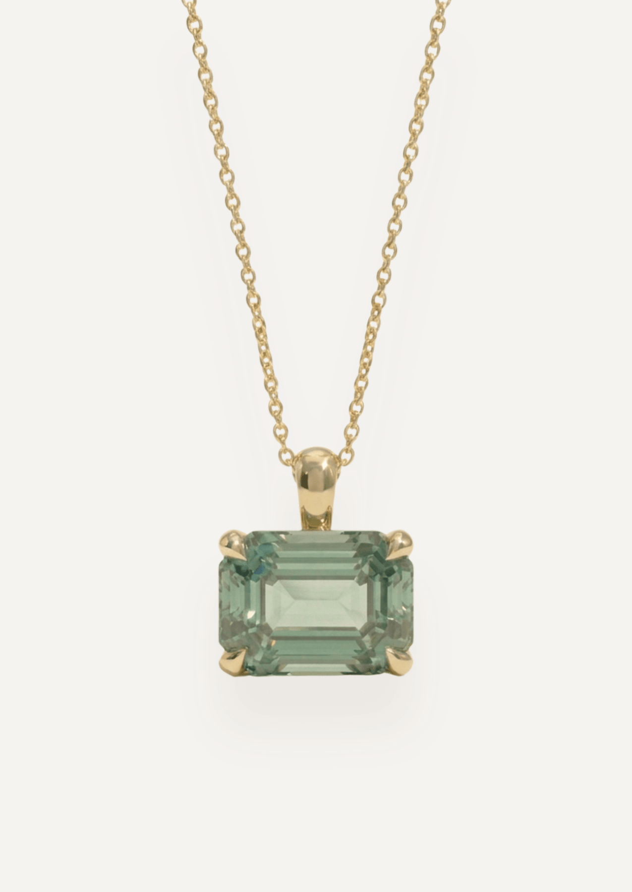 The Milly 9ct Yellow Gold Necklace with 5.6ct Emerald Cut Mint Tourmaline - Molten Store