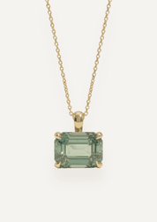 The Milly 9ct Yellow Gold Necklace with 5.6ct Emerald Cut Mint Tourmaline - Molten Store