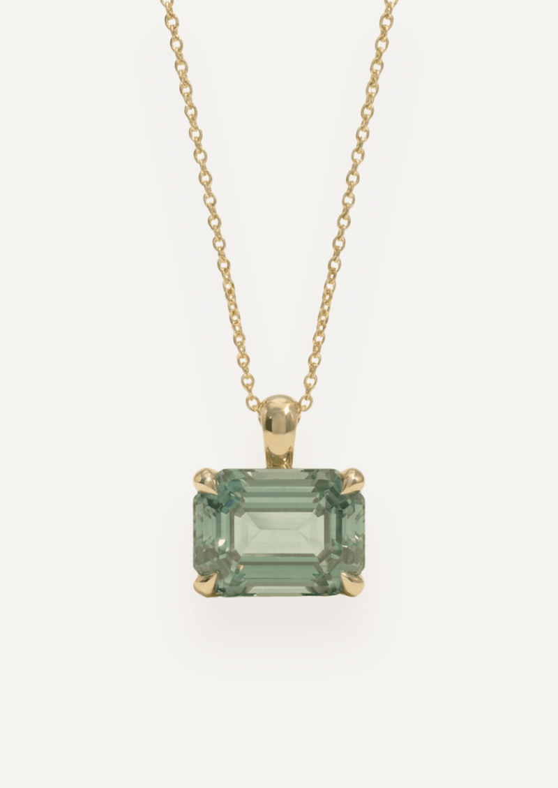 The Milly 9ct Yellow Gold Necklace with 5.6ct Emerald Cut Mint Tourmaline