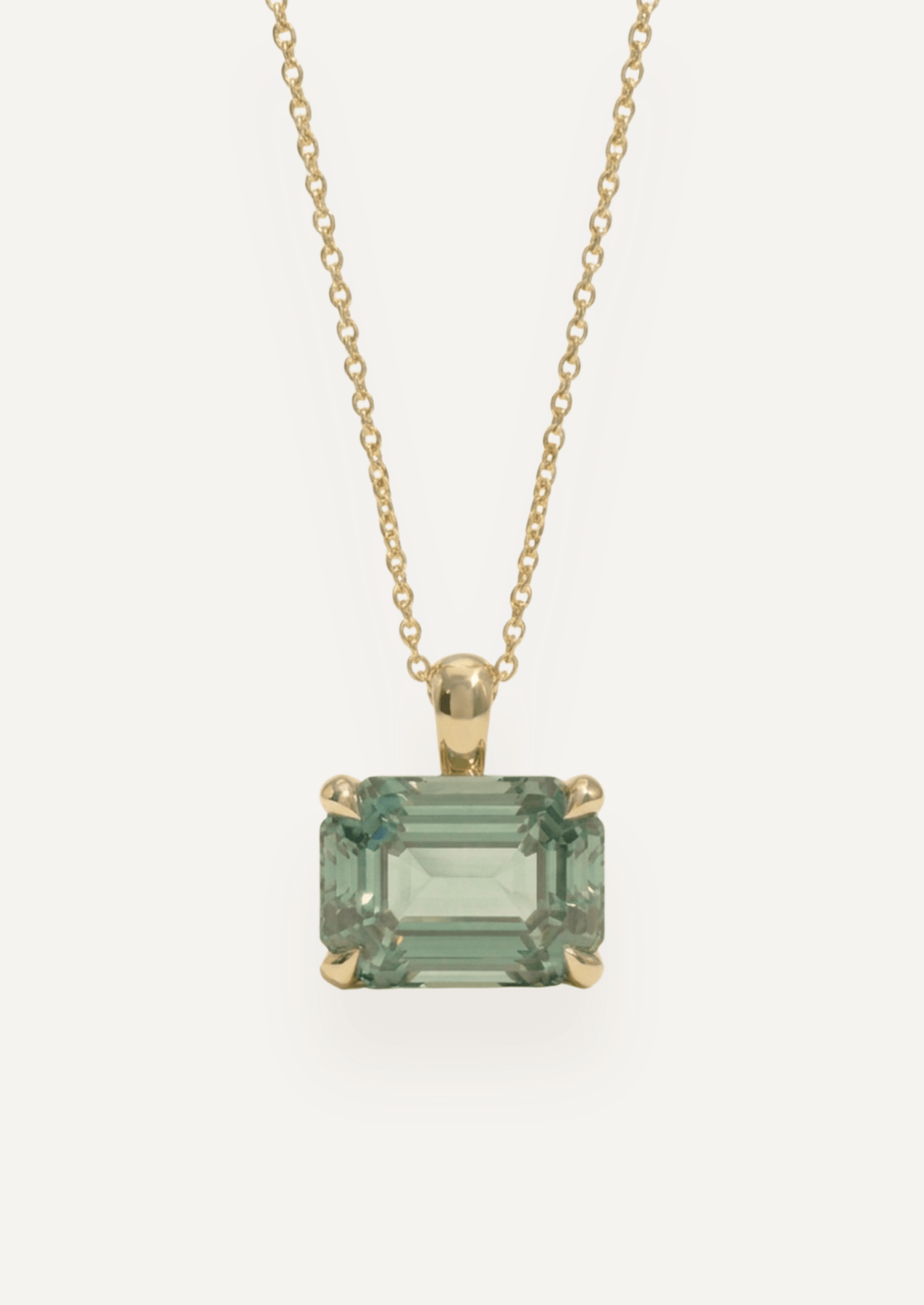 The Milly 9ct Yellow Gold Necklace with 5.6ct Emerald Cut Mint Tourmaline - Molten Store