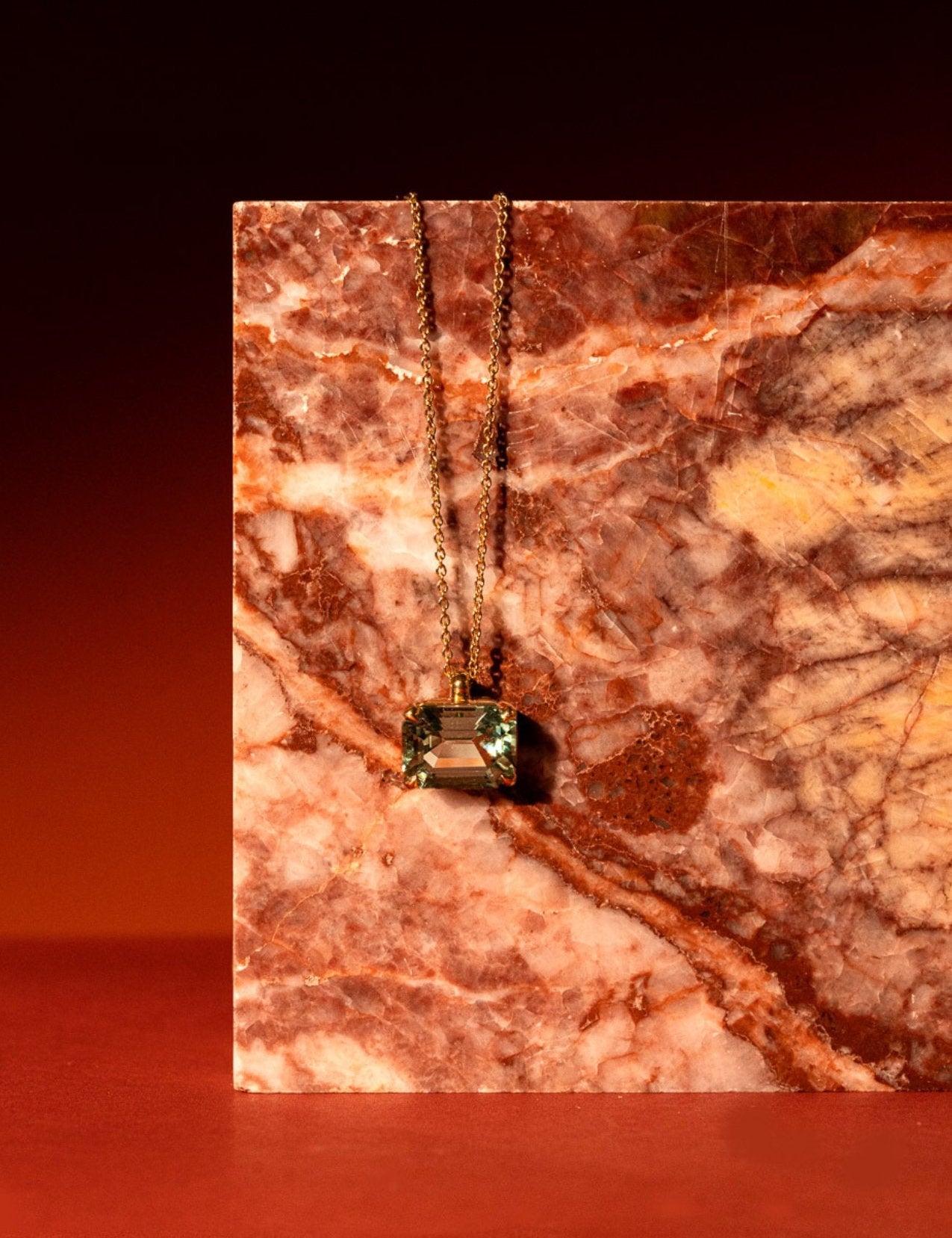 The Milly 9ct Yellow Gold Necklace with 5.6ct Emerald Cut Mint Tourmaline - Molten Store