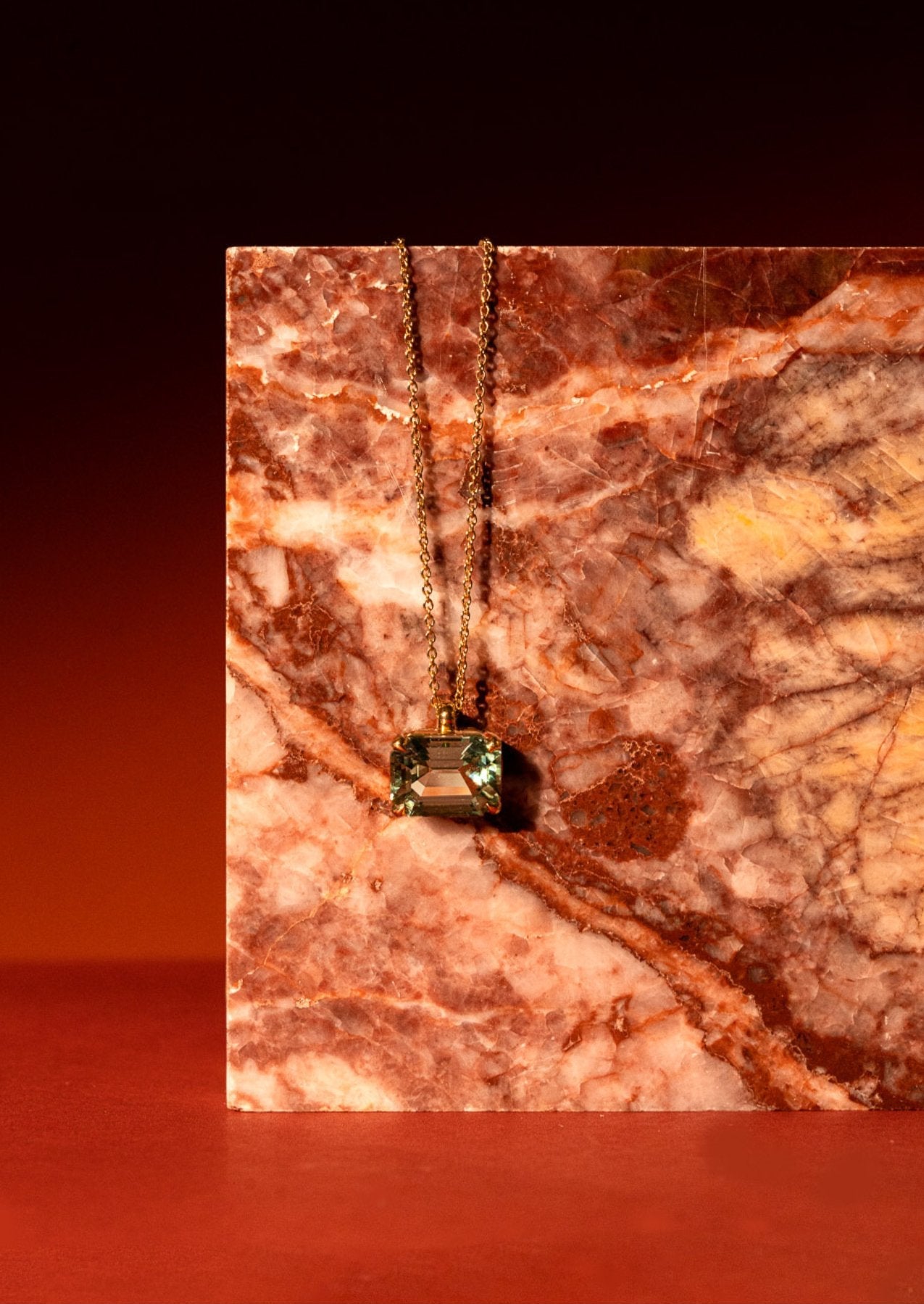 The Milly 9ct Yellow Gold Necklace with 5.6ct Emerald Cut Mint Tourmaline - Molten Store