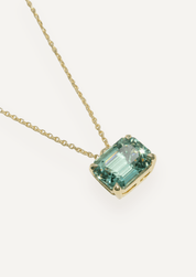 The Milly 9ct Yellow Gold Necklace with 5.6ct Emerald Cut Mint Tourmaline - Molten Store